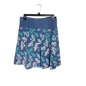 Of The Earth Blue Organic Cotton Botanical Print‎ A-Line Skirt Womens Small S